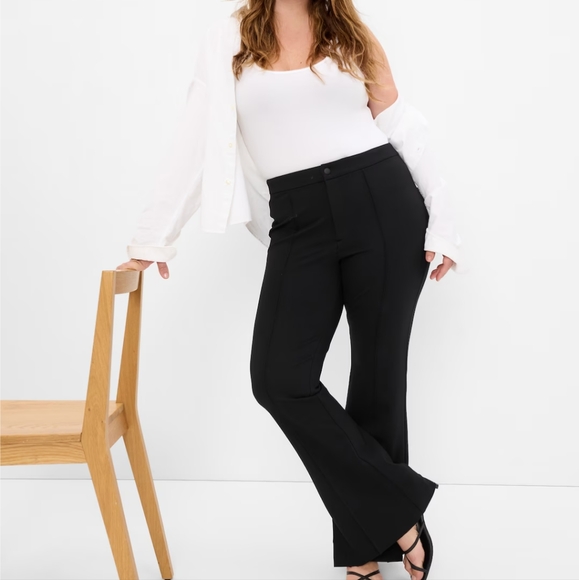 Gap High Rise Ponte Split Flare Pants size 12P Navy Blue Dress Pant Office Pant - Picture 4 of 5